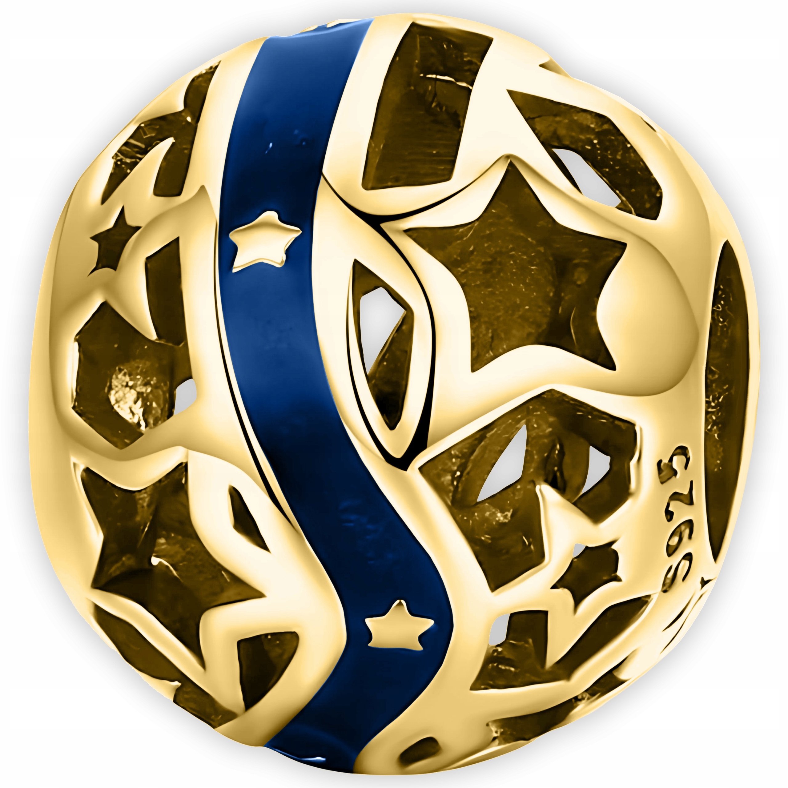 Zlatý Charms Padající hvězda Noční obloha Hvězdy Stříbro 925