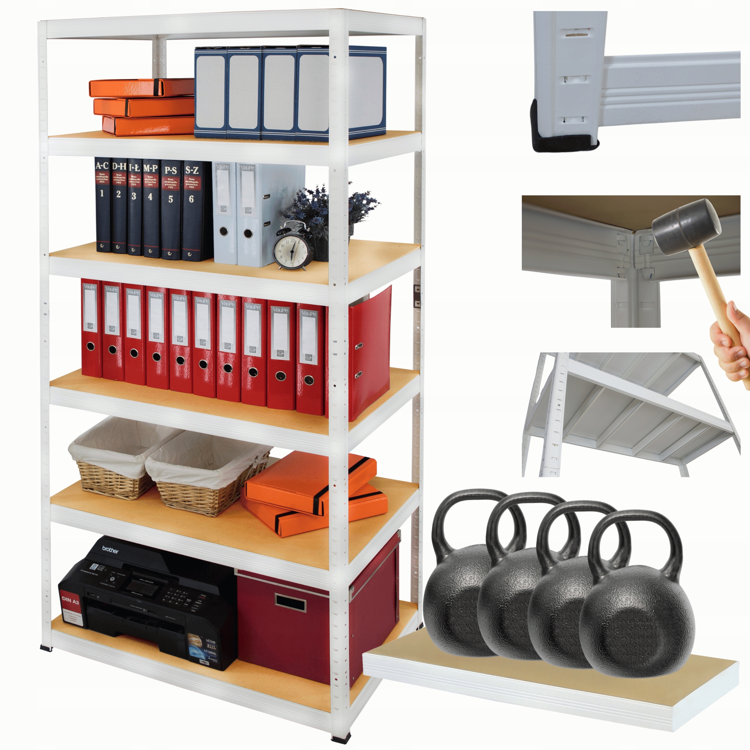 Dielenský regál kovový stojan Helios 196x100x30 cm 6Px400 kg Silný Poľský