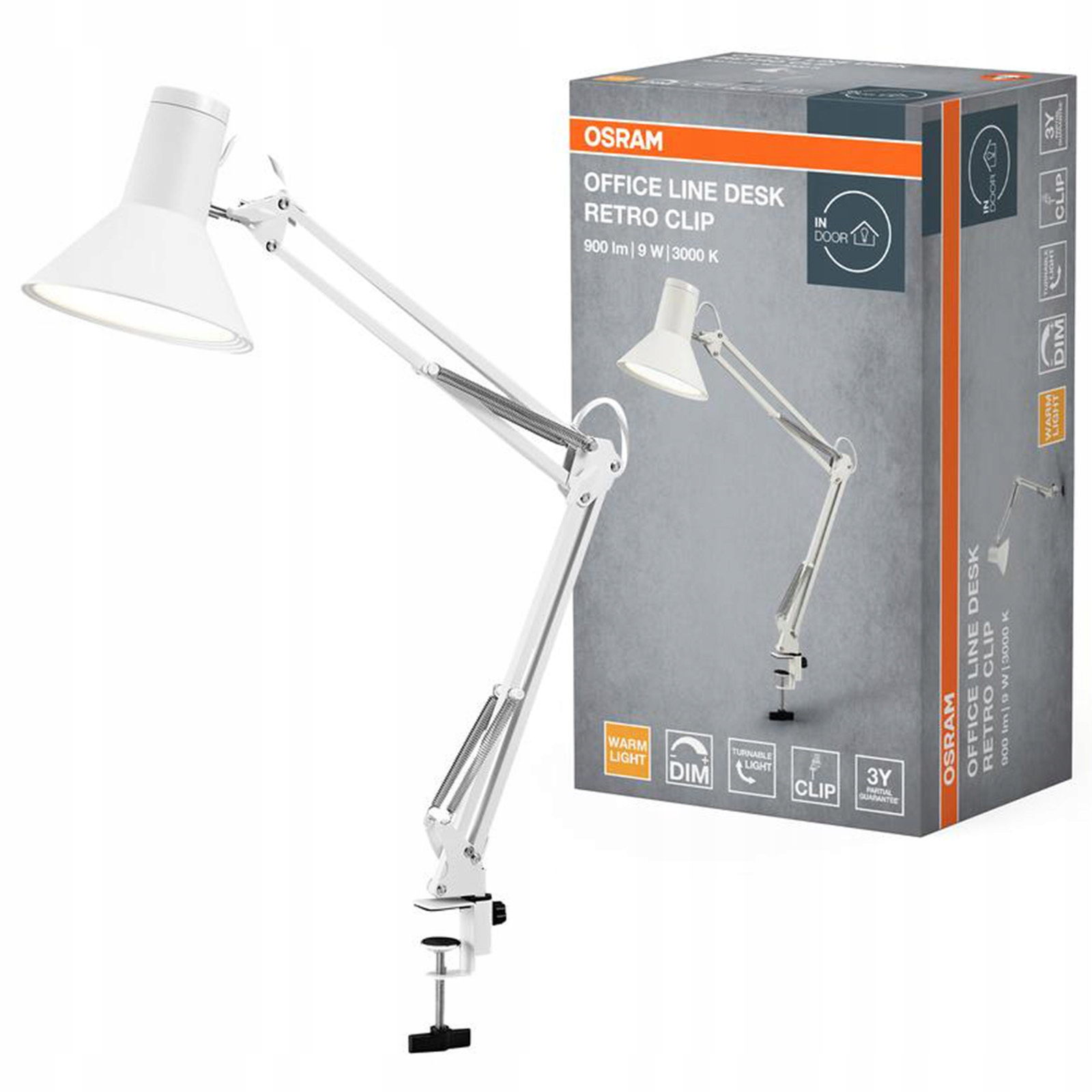 Stolová Led stolná lampa stmievateľná 9W 3000K 617lm biela Office Line