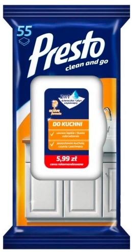 

Presto ściereczki nawilżane do kuchni 55 szt.