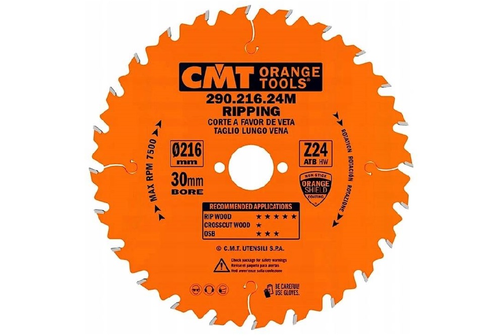 Cmt Piła Tarczowa 216mm Ripping Wood cięcie wzdłużne 290.216.24M
