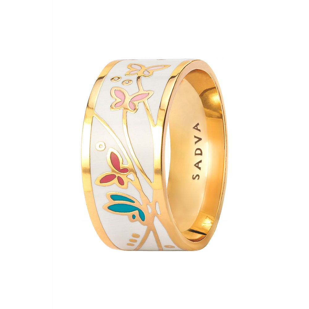 Pierścionek stal szlachetna emalia Pearl 18 Sadva