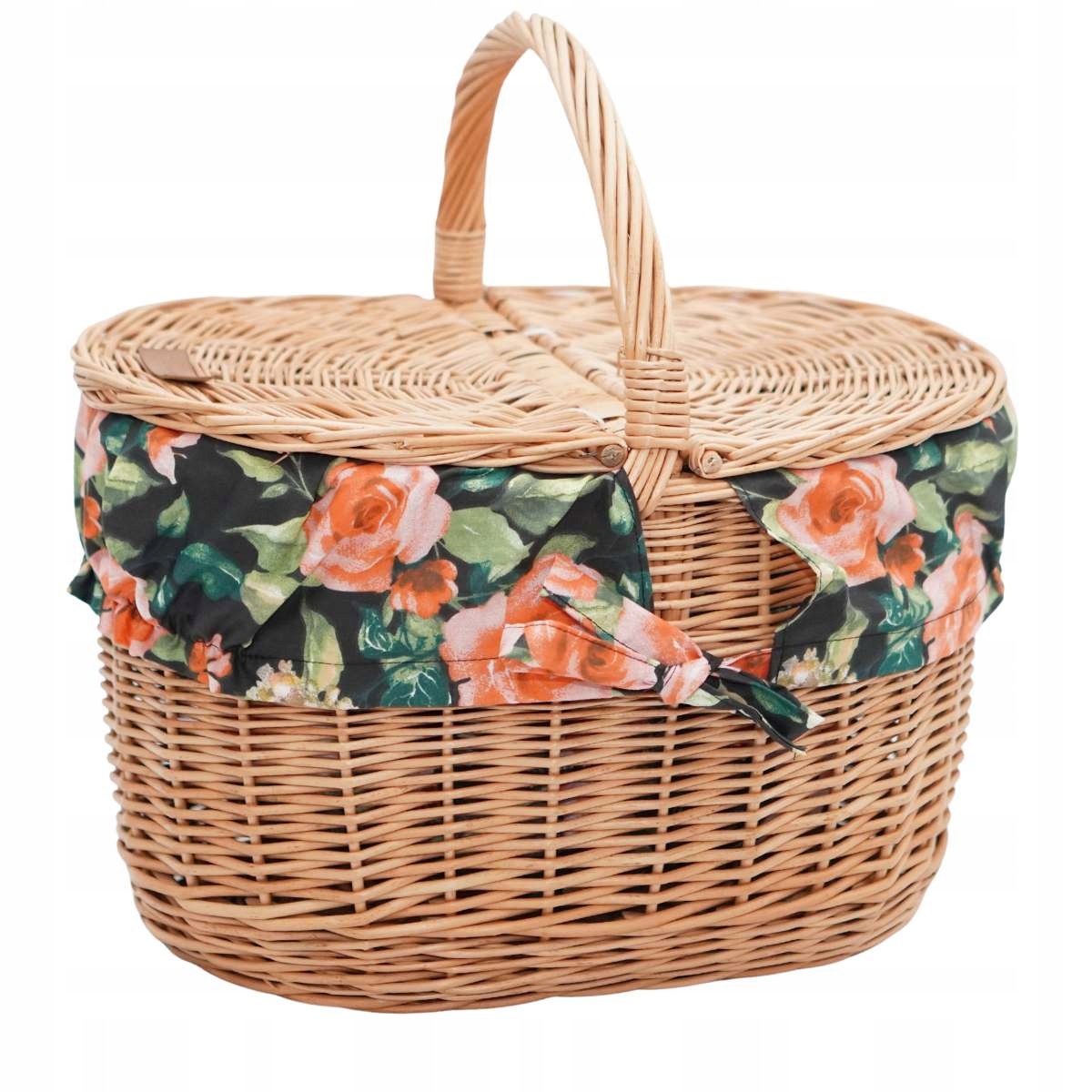 KOSZ PIKNIKOWY WIKLINOWY PIKNIK POJEMNY Z WKŁADEM RÓŻE NATURALNY