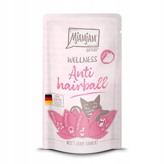 Levně 5x Mjamjam Anti Hairball Wolowina 125g sáček pro kočky