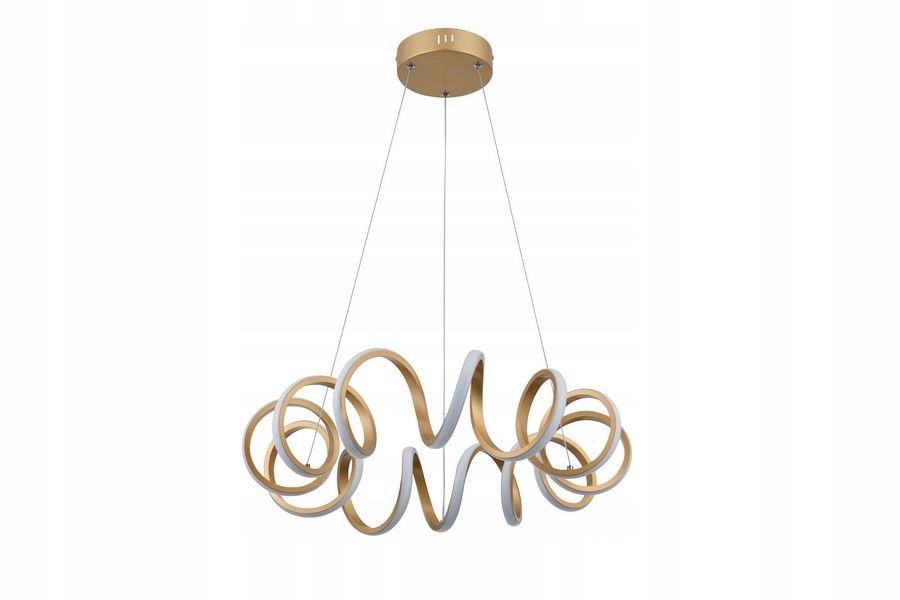 Lampa wisząca Led złota dekoracyjna okrągła 55cm sprężyna do salonu Reality