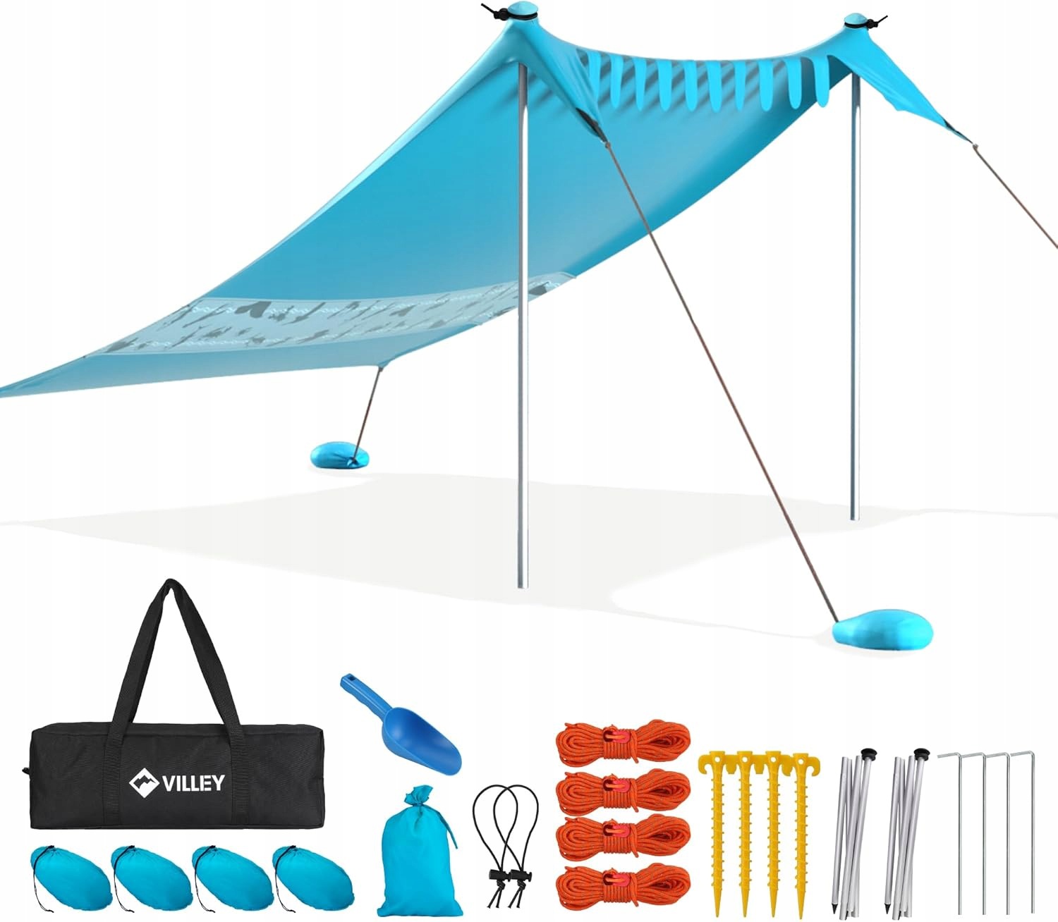 Villey namiot plażowy 2.4m x 2m UPF50+ przeciwsłoneczny niebieski