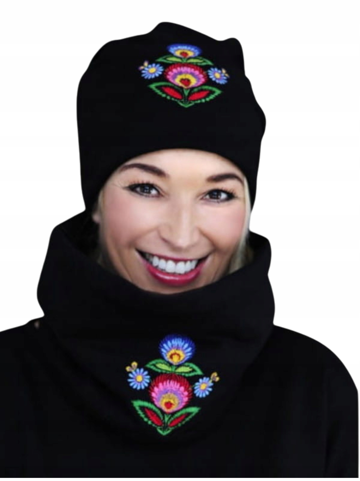 Komplet čepice s vyšívaným rybářským komínem