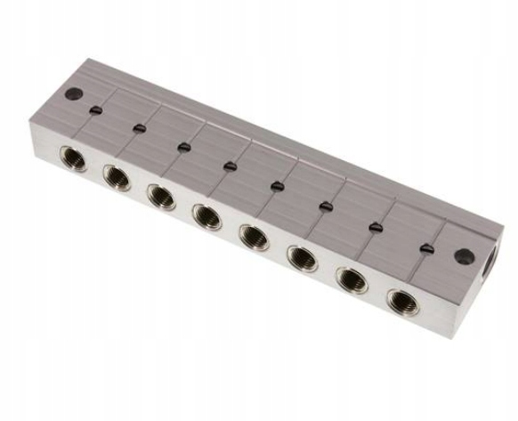 Rozdělovací lišta s kulovými ventily 2 x G 3/8" 8 x G 1/4"