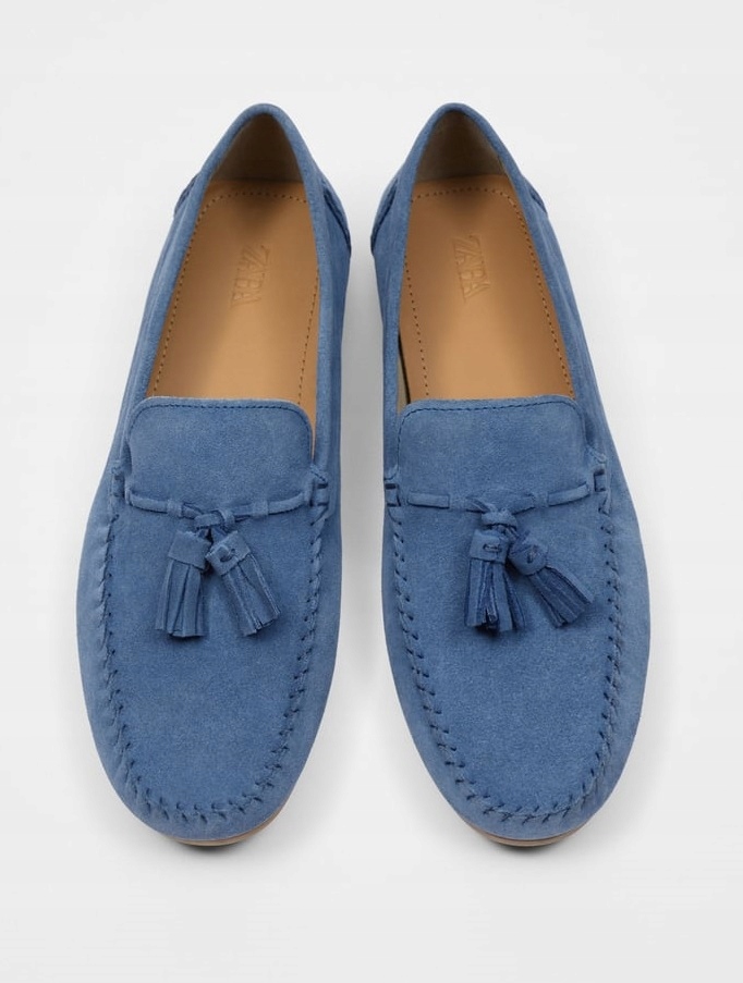 ZARA NIEBIESKIE SKÓRZANE MOKASYNY DRIVER BUTY 42 Marka Zara