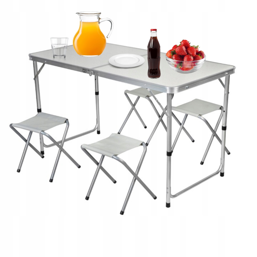 Rozkládací Stůl se židlemi Zahradní turistický set 5v1 Velký 120 cm