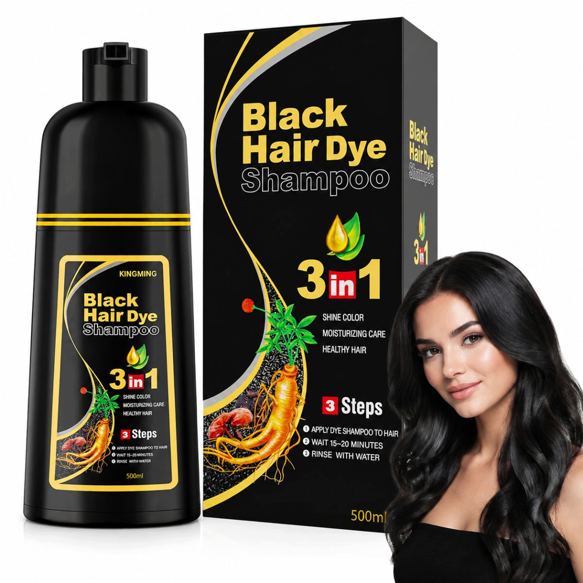 Hair Dye Black Shampoo Szampon Farbowanie Czarnych Włosów Głęboka Czerń