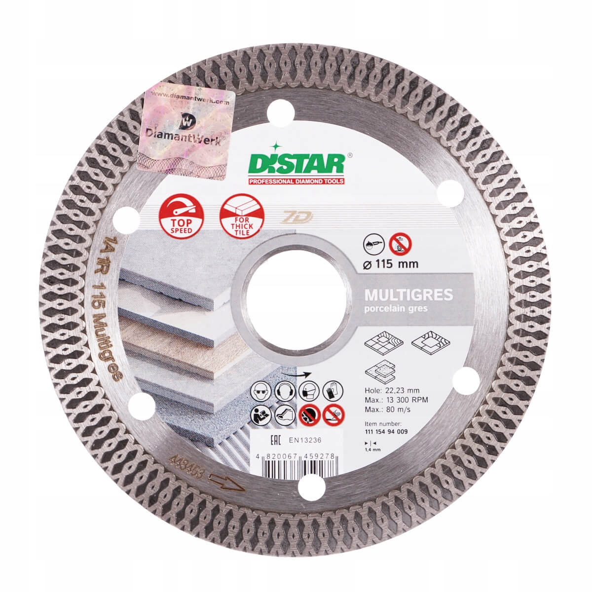 Diamantový Kotouč Pro Řezání Porcelánu A Slinuté Dlažby Distar Multigres 115 mm