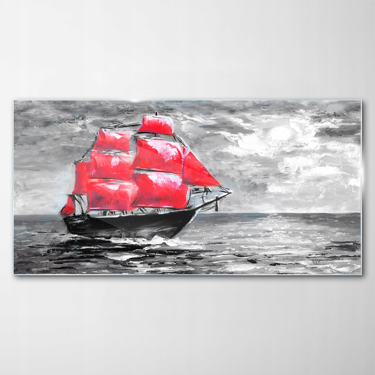 

Hartowany Obraz Szklany Łódka Woda Niebo 140x70