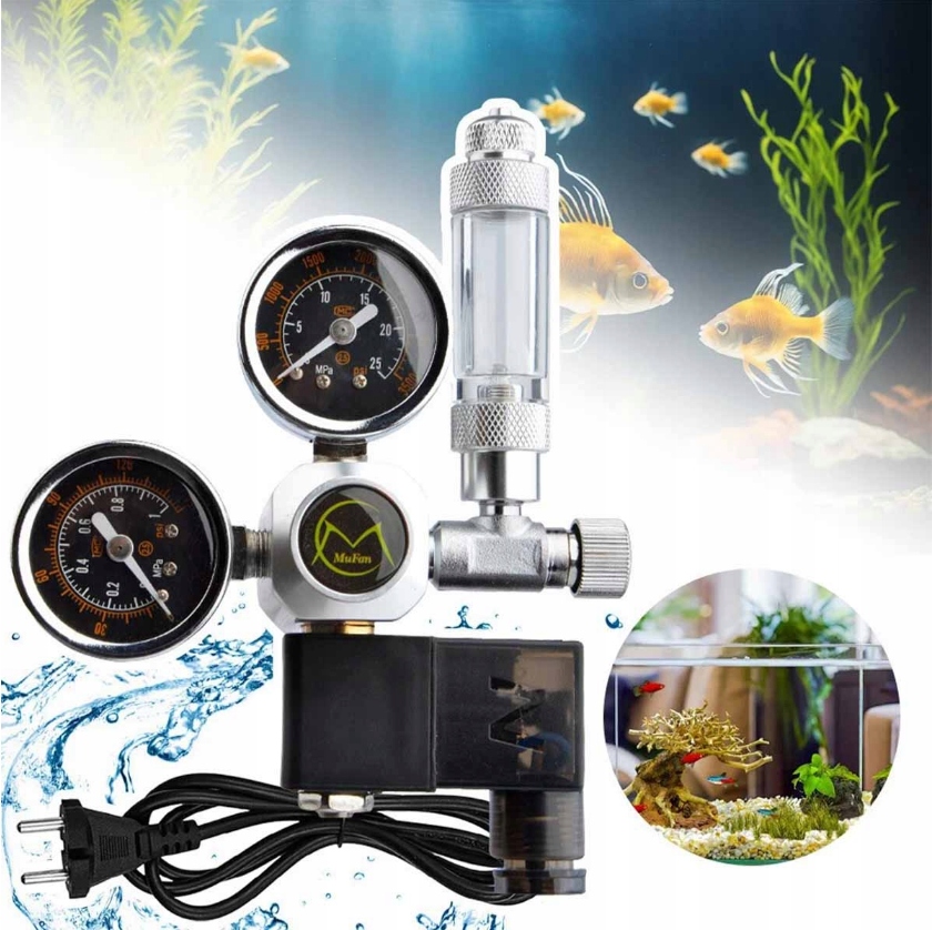 Redukce pro akvárium CO2 lahví dva manometry