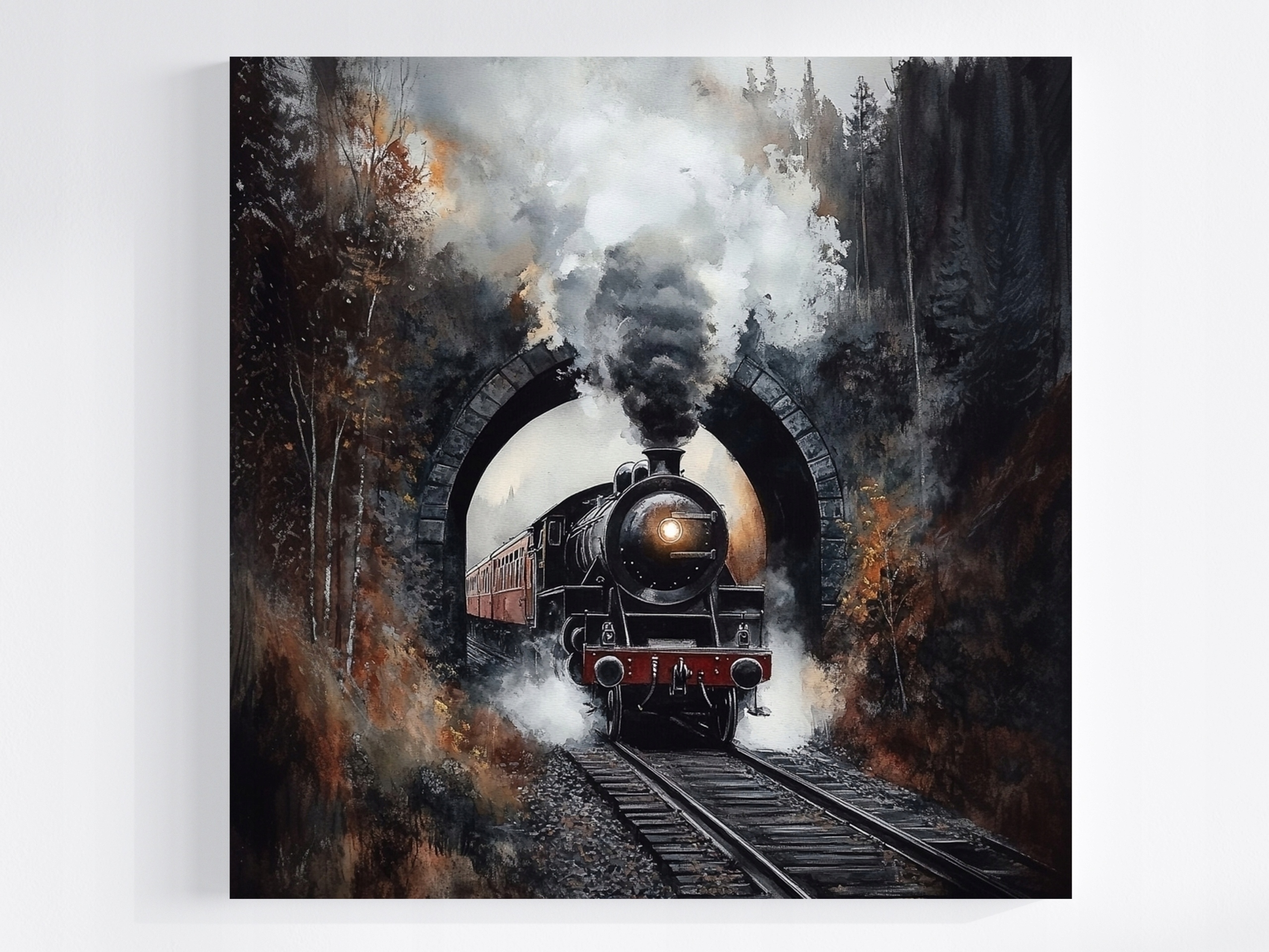 Obraz Na Plátně Canvas Parní Vlak Tunel Podzim Vintage Retro 80x80