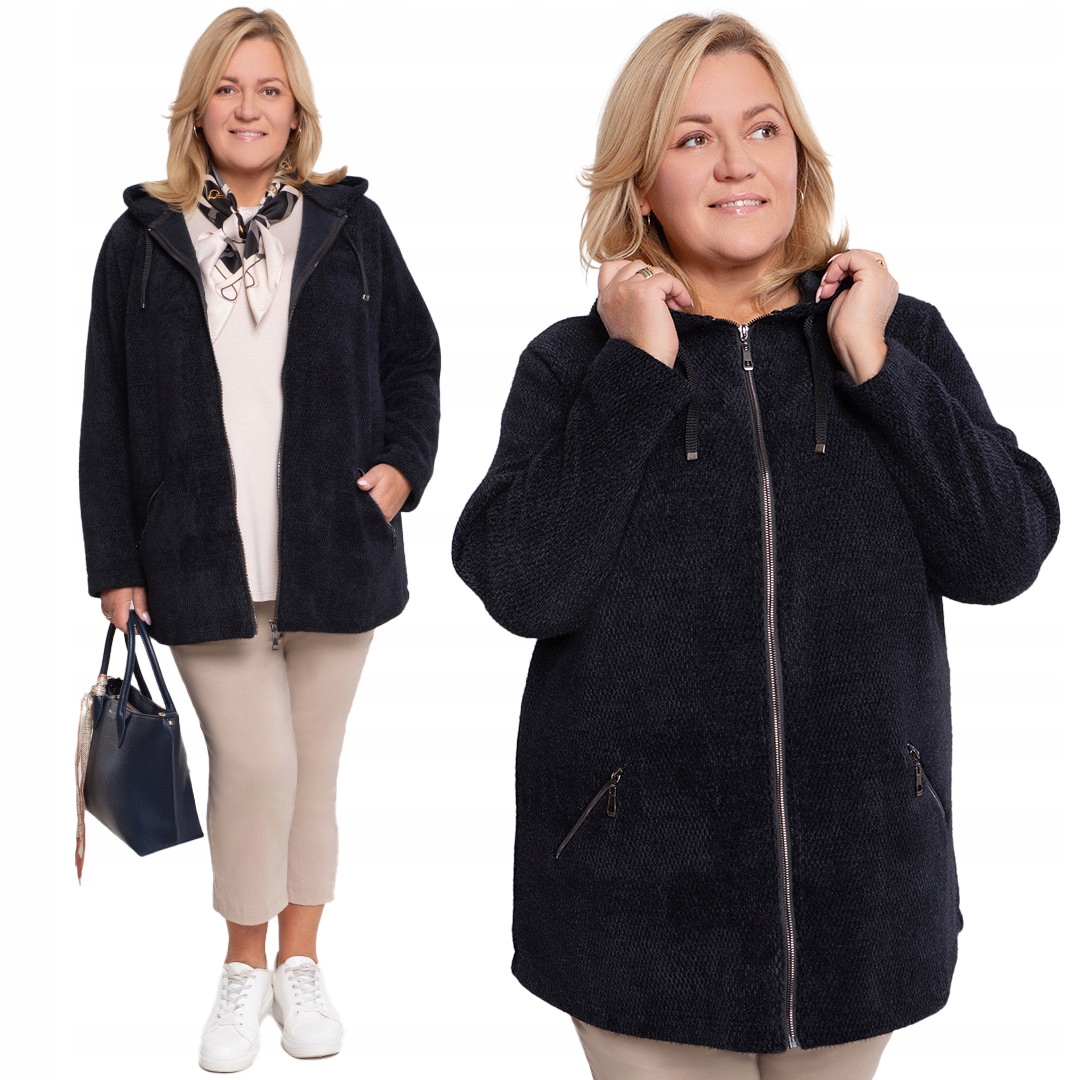 Černá přechodová bunda s kapucí plus size velikost 50