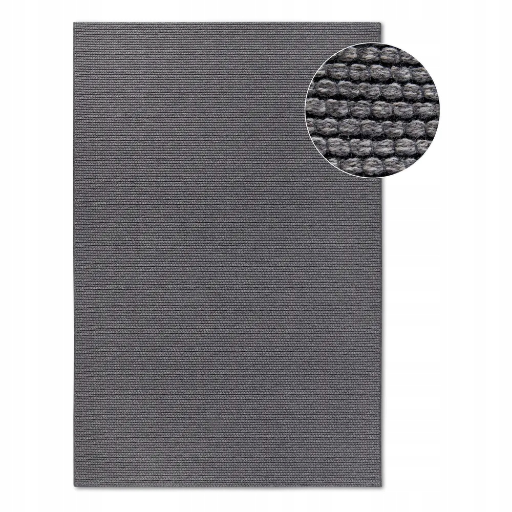 Vlnený slučkový koberec 160 x 230 cm, ručne tkaný, grafitový, jednofarebný