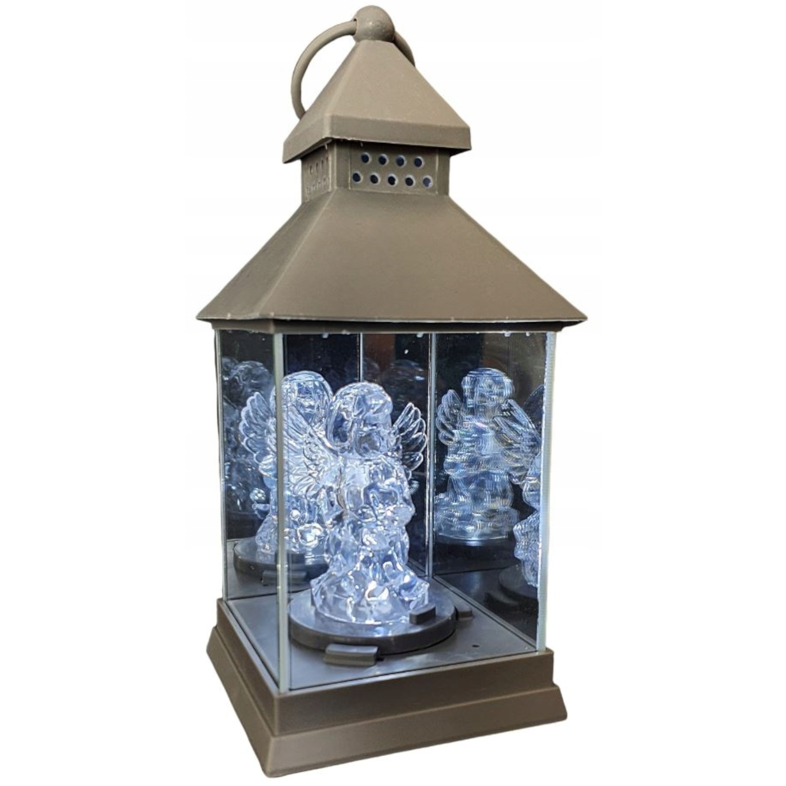 

Lampion Latarnia Szary Na Baterie Led Aniołek Led