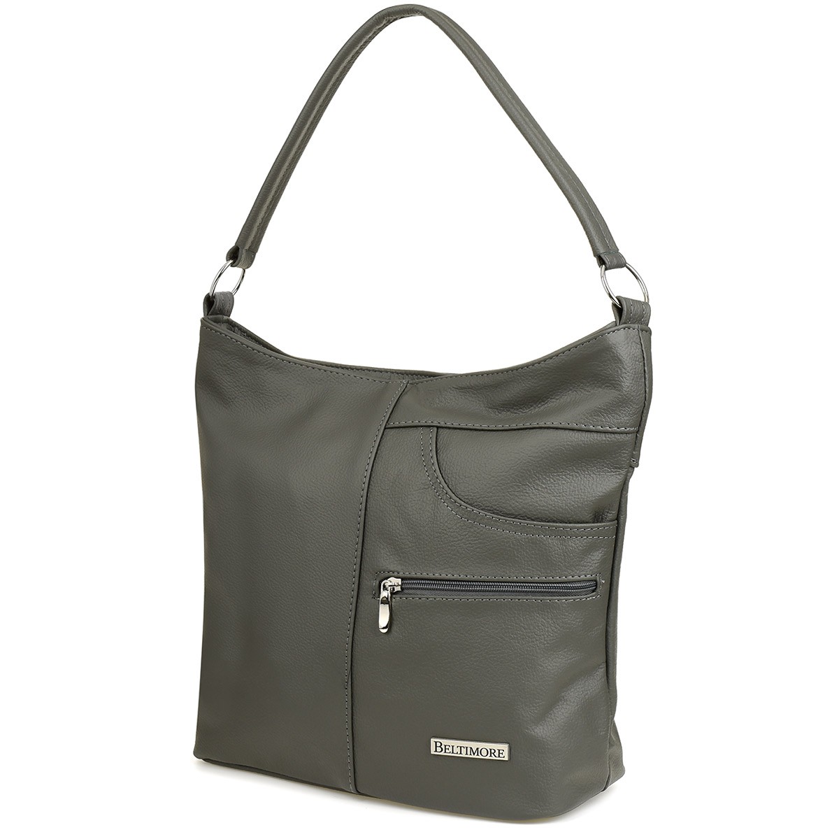 Šedá kožená kabelka premium H0 značky Beltimore
