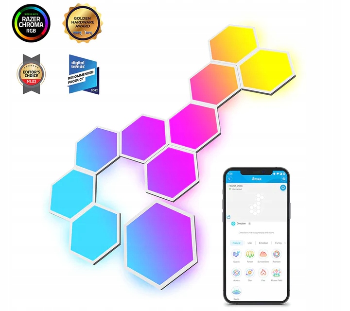Panele LED Govee H6061 Glide Hexa RGBIC Rodzaj gwintu zintegrowane źródło LED