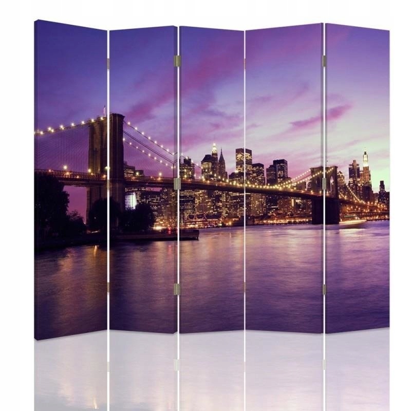 Obojstranný paraván Manhattan ponorený do fialovej farby 180 x 170