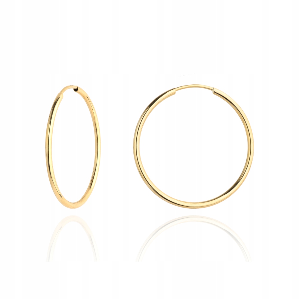 Náušnice kola 585 Hladké trubičky 3,5 cm jako dárek 1.18 g bez kamenů 14kt