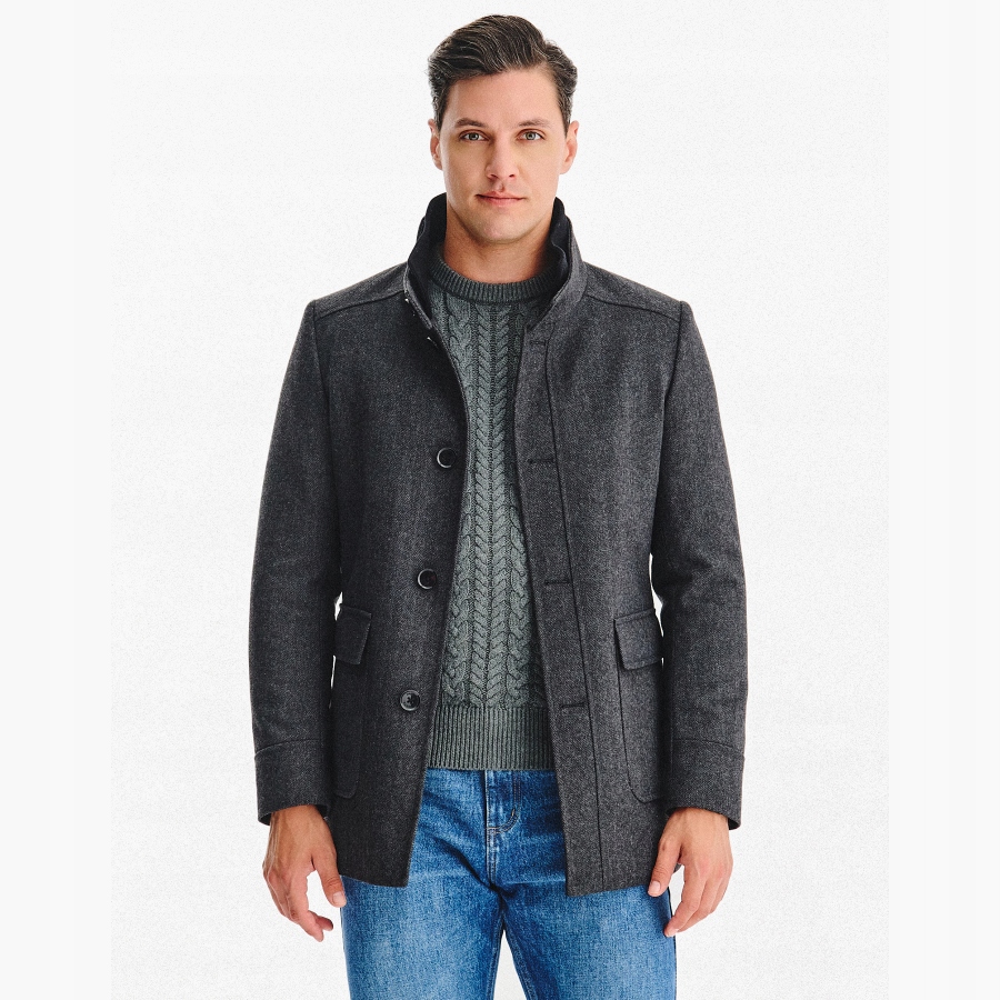 Pánský šedý kabát Pako Lorente s knoflíky zapínáním, vel 48