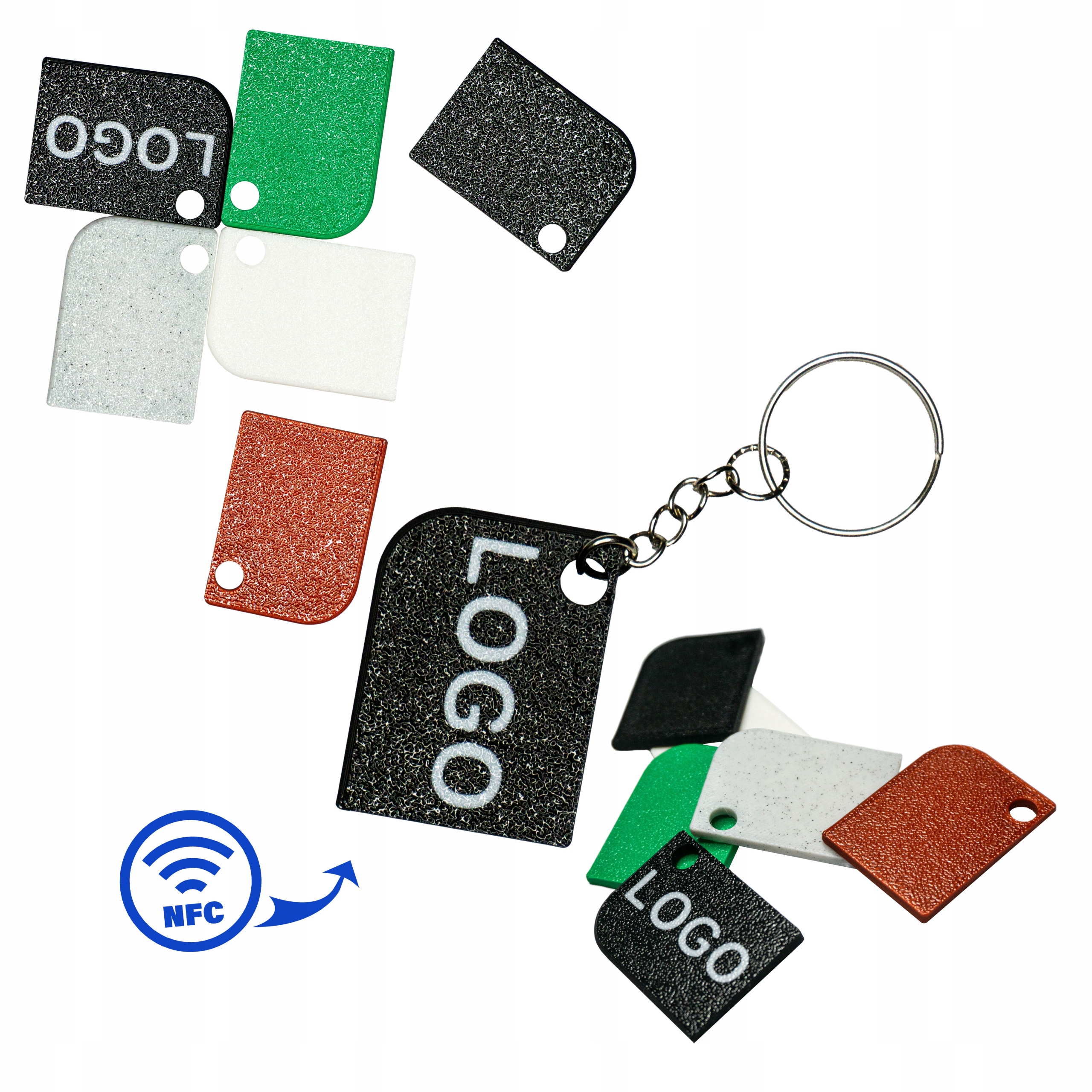 Brelok RFID NFC 13.56 MHz Programowalny Personalizowany – CZARNY LOGO x1