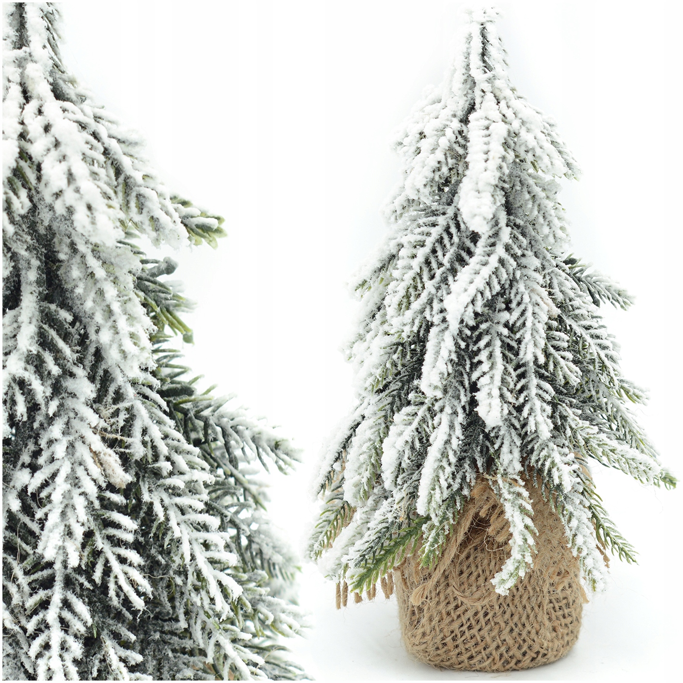 

Sztuczna Choinka Mała Na Stół Ośnieżona Juta 27CM