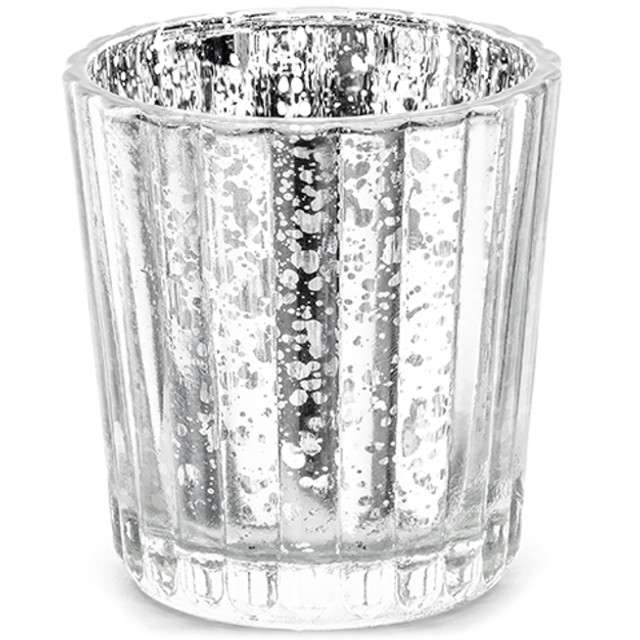 

srebrny Świecznik szklany Tealight lustrzany x4