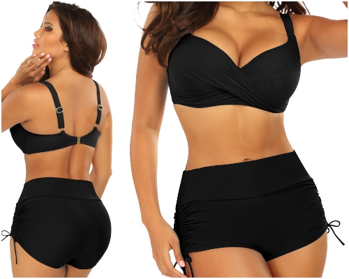 38H Self 995SV2 19 czerń bikini komplet strój kąpielowy 2cz szorty