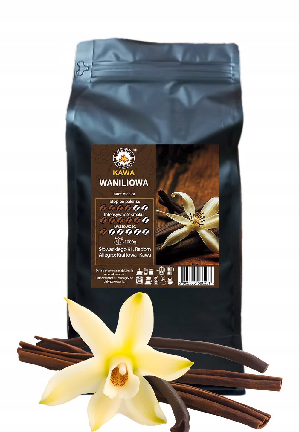 Káva aromatická Vanilková 1000 g Arabica 100%