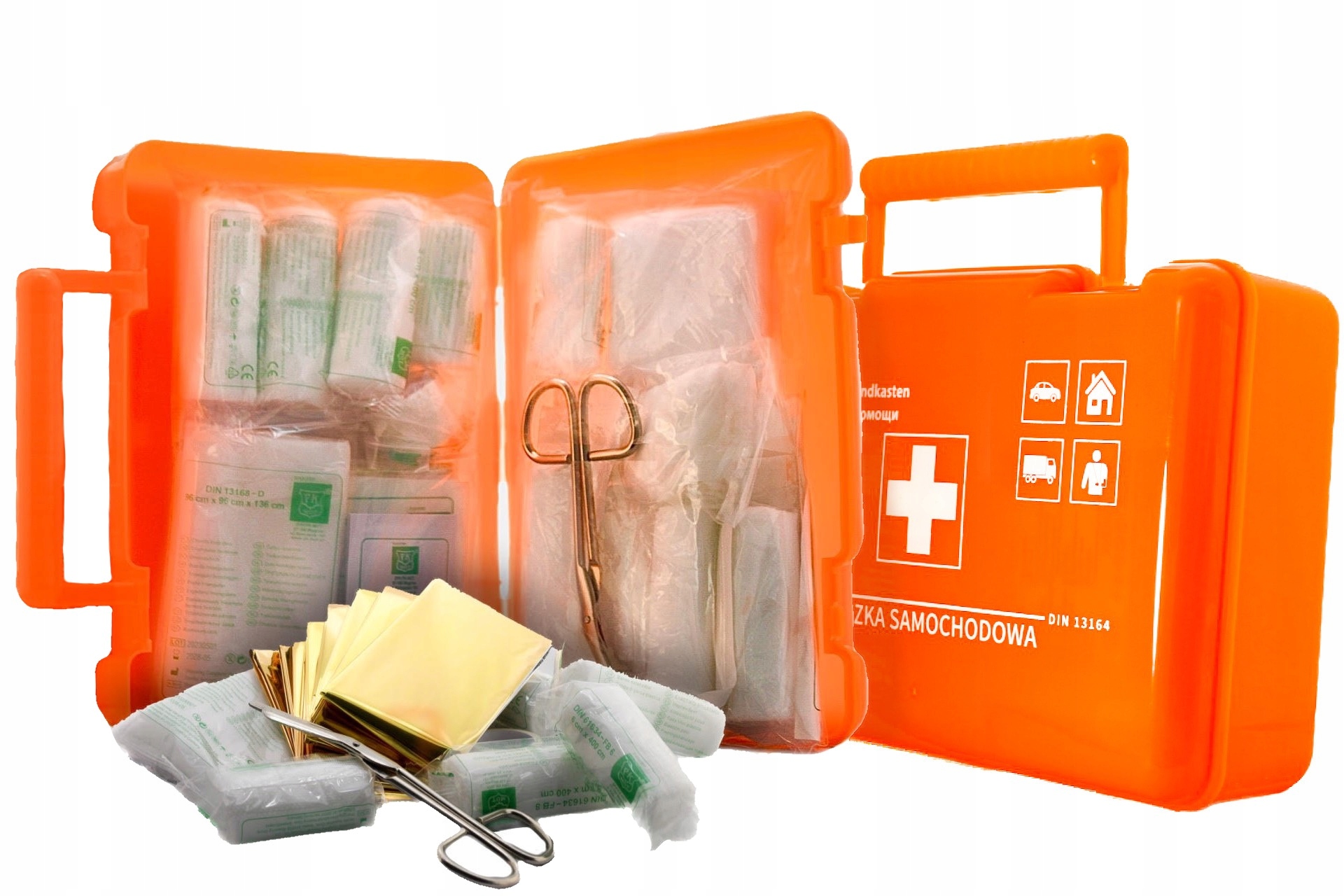 APTECZKA SAMOCHODOWA PLASTIKOWA Z USTNIKIEM PIERWSZA POMOC DO SAMOCHODU Producent wyrobu medycznego MASTER BHP