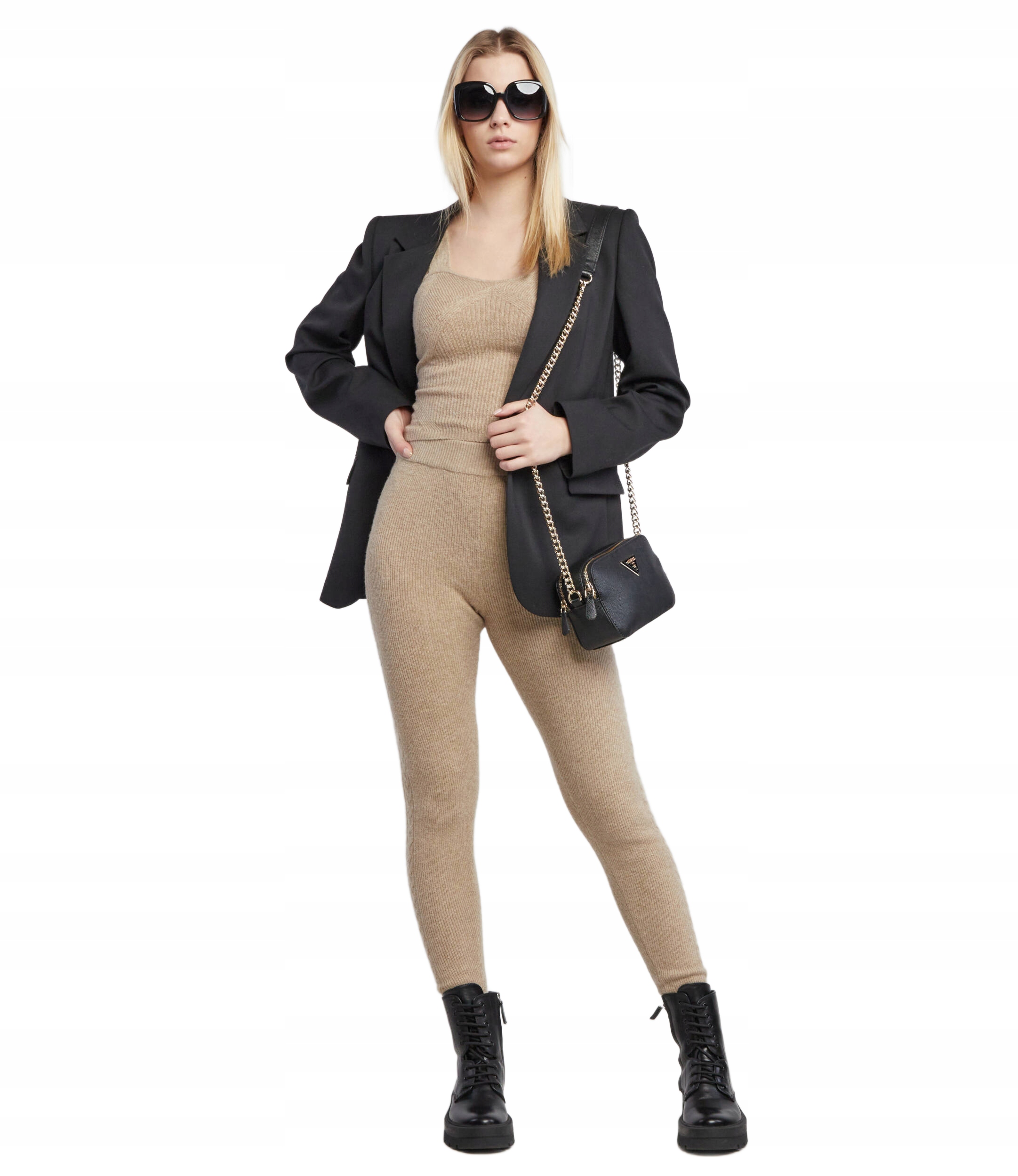 Guess Zateplené Legíny Béžové S Vysokým Pasem Camel S G_a