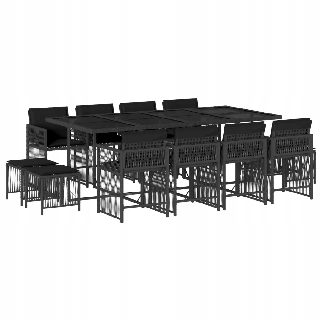 Set zahradního nábytku technorattan vidaXL černý 13 el.