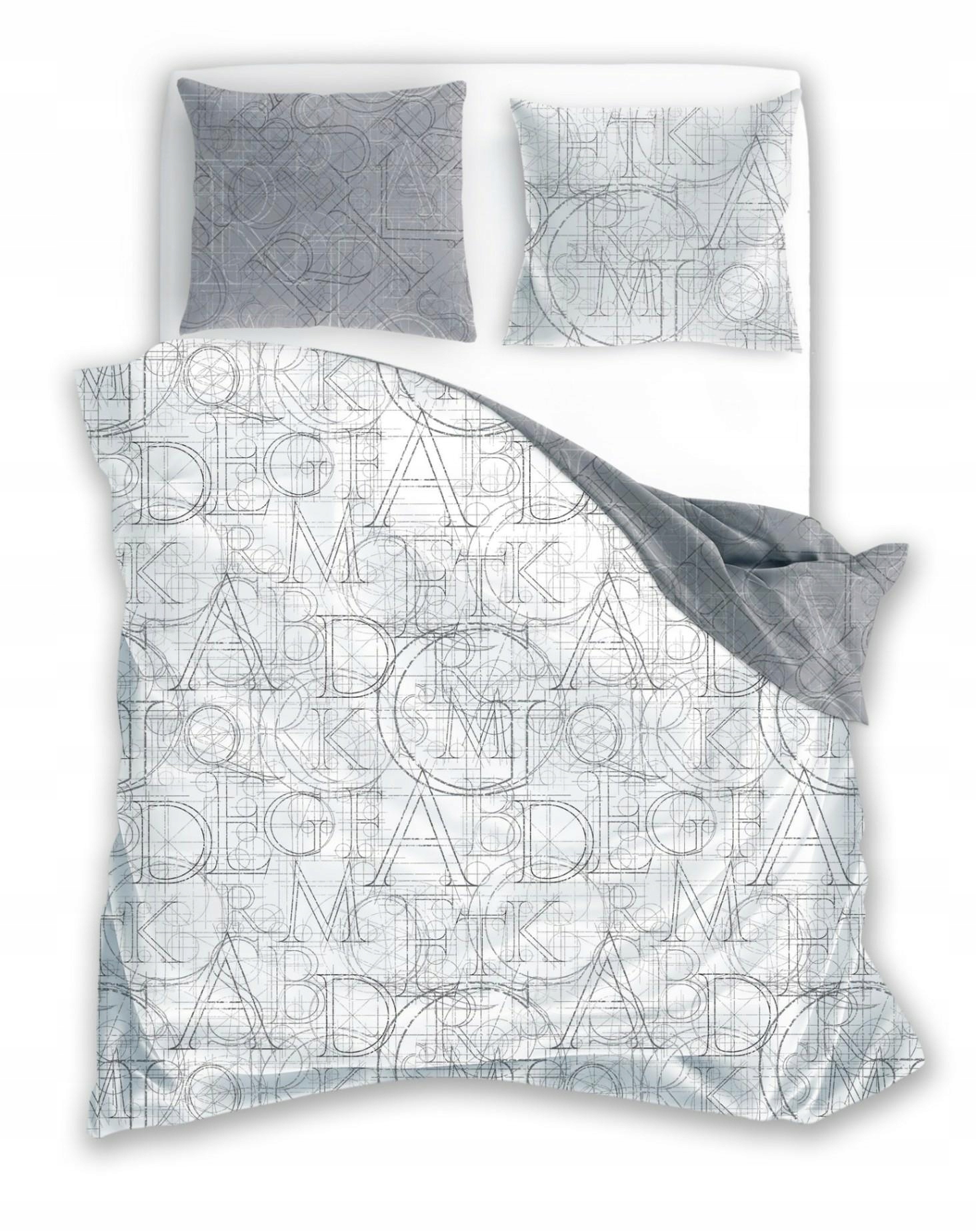 Povlečení Boho 160x200 bílá šedá abeceda Faro