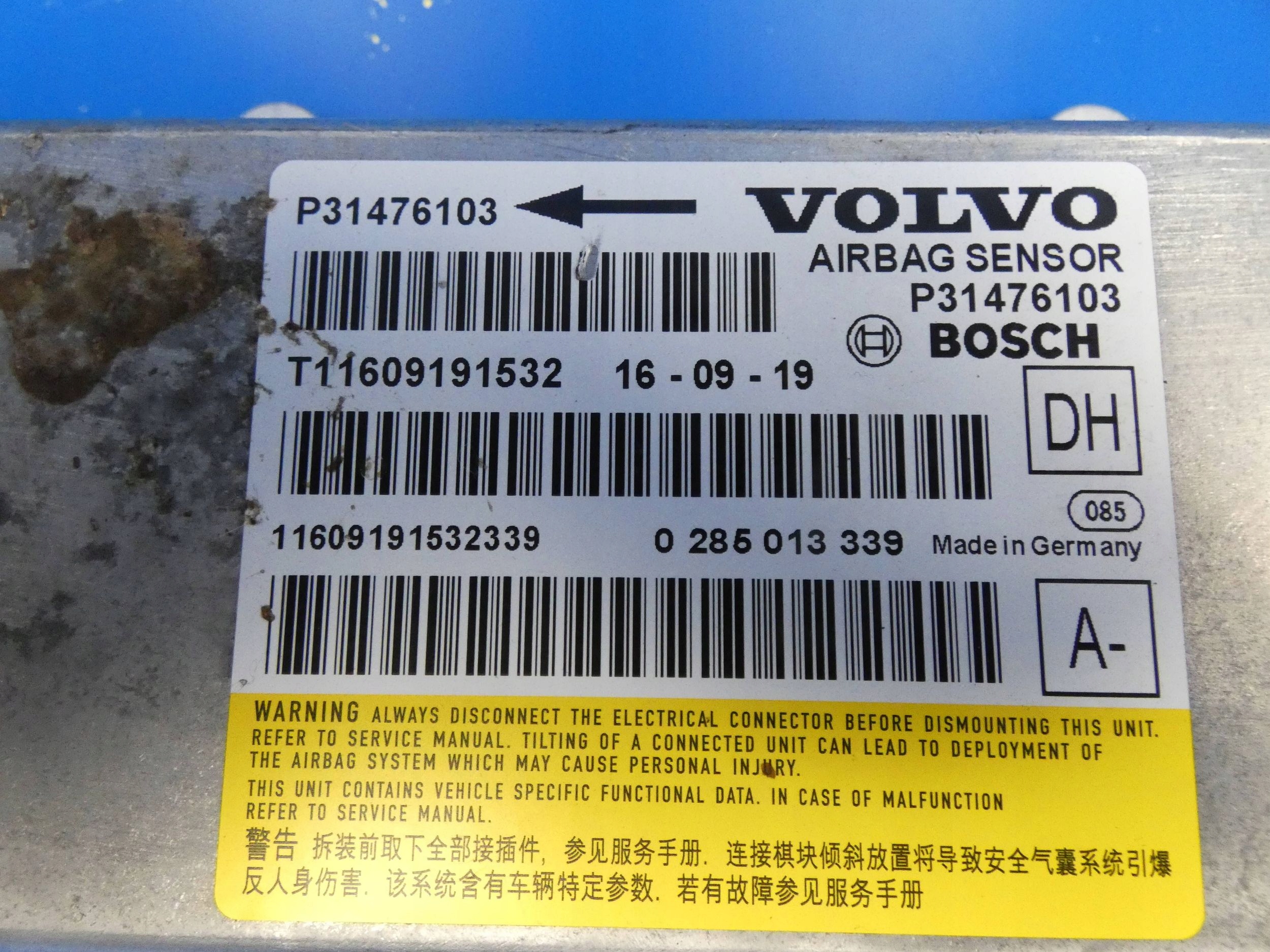 VOLVO S60 II V60 e LIFT modulo Centralina SENSOR airbag AIR BAG