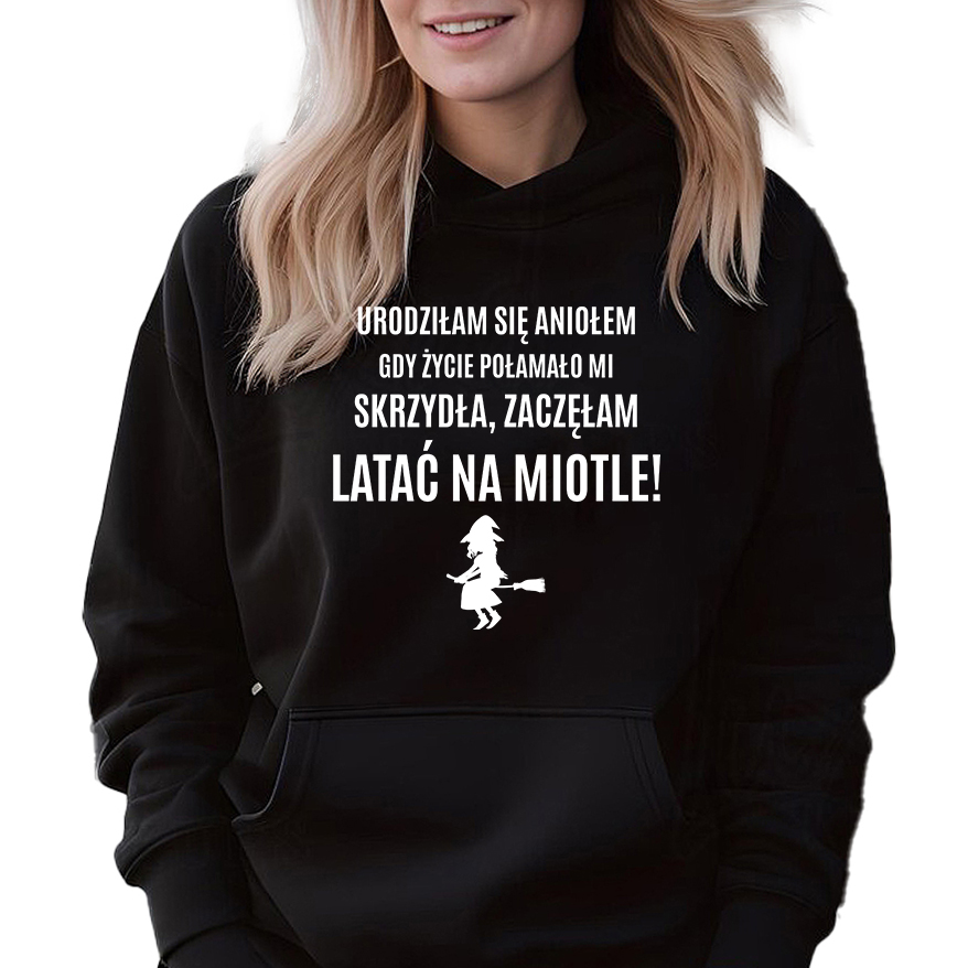 Mikina Černá Kapuce Na Dárek Narozeniny Začala Jsem Létat Na Koštěti XL