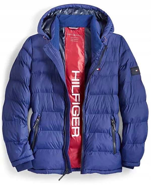 Tommy Hilfiger prošívaná zimní pánská bunda Puffer středně modrá L