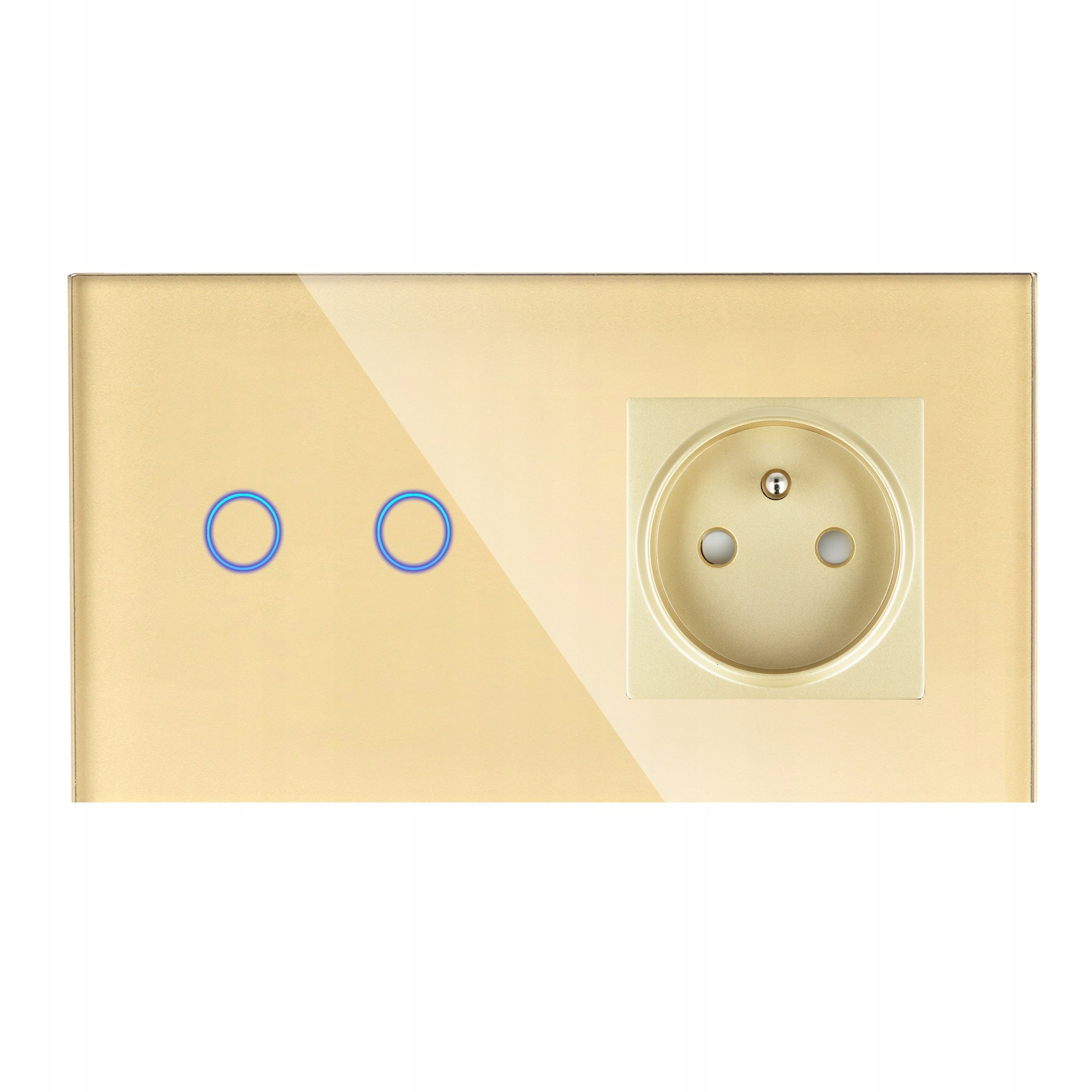 Dvojitý dotykový spínač skleněná zásuvka 2 plechovky N Zlatá