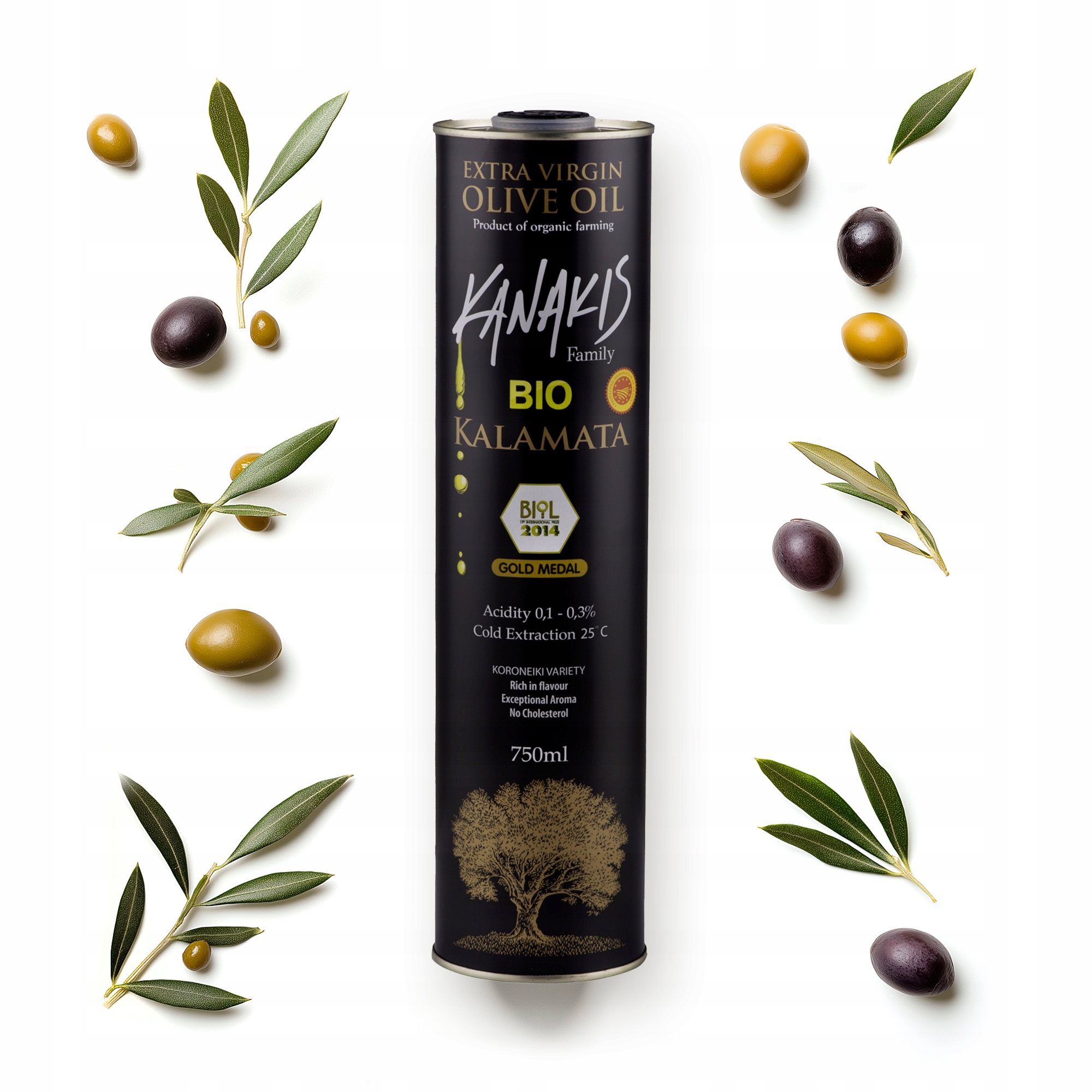 Levně Extra panenský olivový olej Řecký 750 ml Organický Bio Kanakis Čerstvý