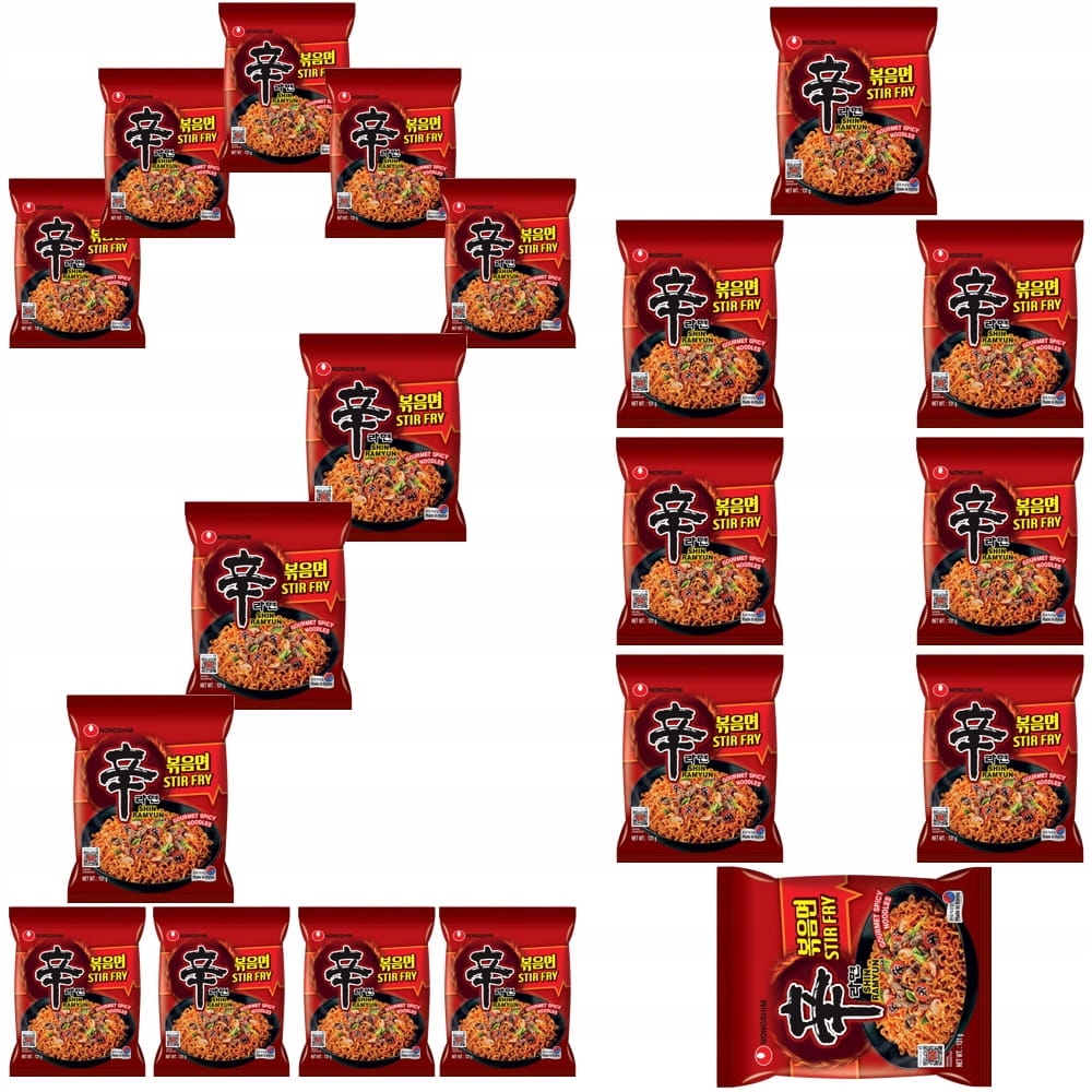 20x Korejské těstoviny Instant Shin Ramyun Stir Fry Ostré Hot 131g Nong Shim