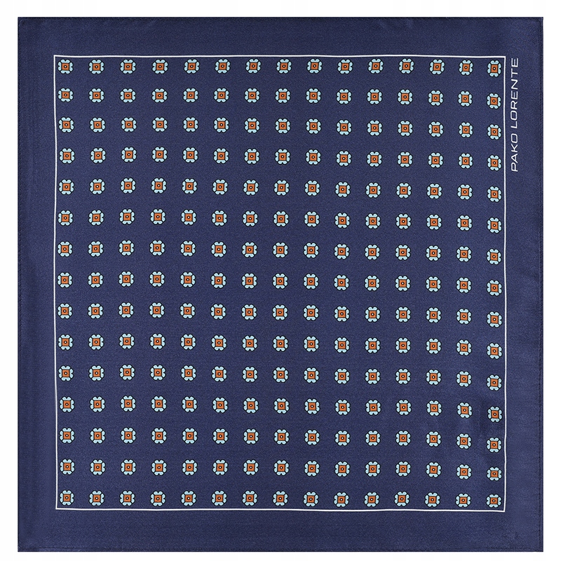 Modrý hedvábný pánský kapesníček s geometrickým vzorem Pako Lorente One Size