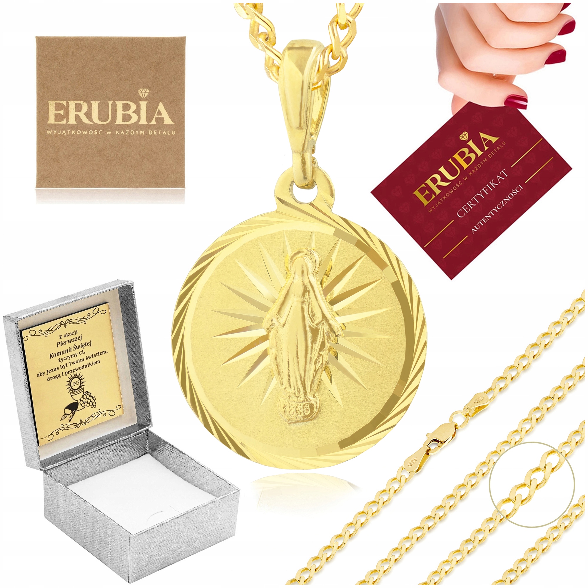 Památka Svatého Přijímání, Křtu, Elegantní Řetízek Medaile S Gravírováním