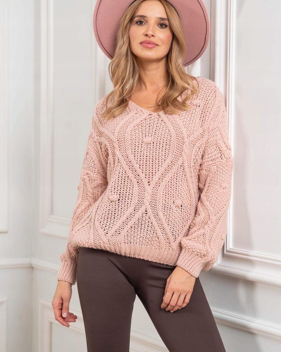 Dámský svetr Růžový Dlouhý rukáv 3273 Lalous vel Univerzální