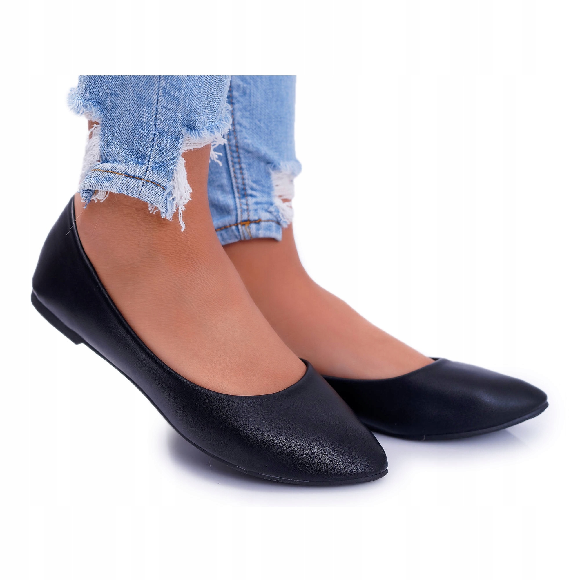 

Czarne Skóra ekologiczna Buty Baleriny PS1 r.39