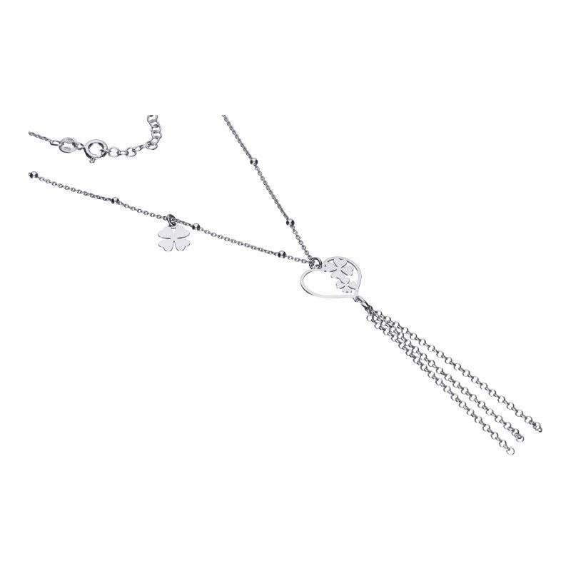 Stříbrný náhrdelník pro ženu 925, srdce s jetelkami, módní, elegantní vzor