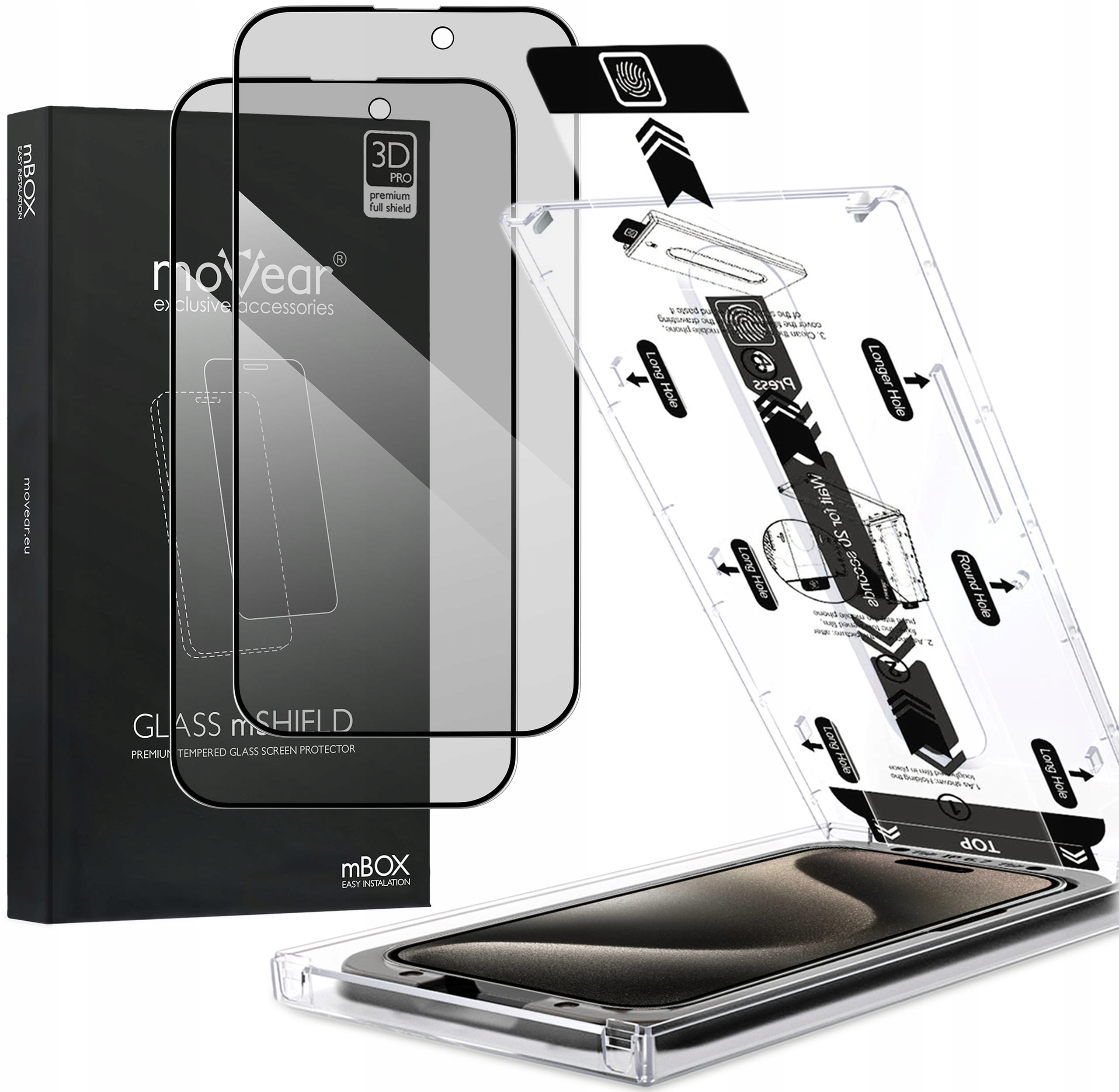 Szkło Hartowane Privacy 3D na iPhone 15 Pro Anty spy aplikator Movear