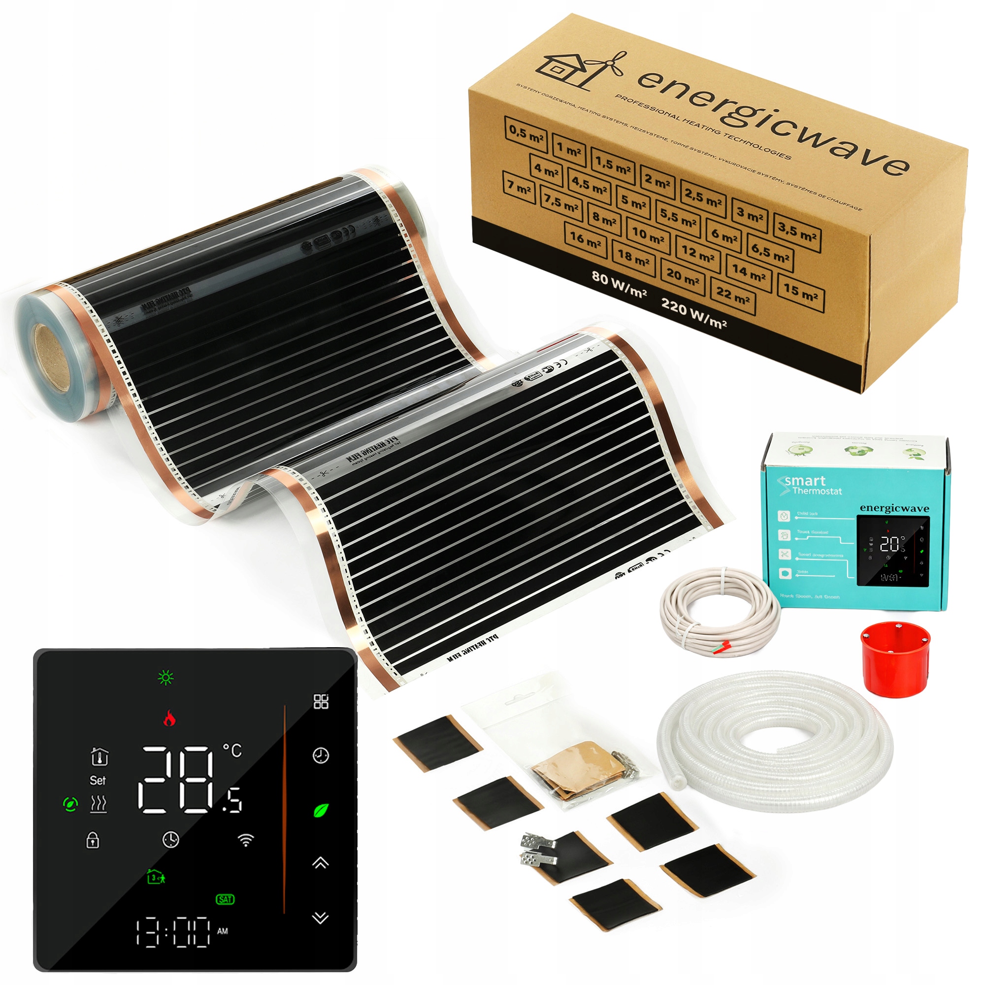 Vykurovacia fólia 80 W s termostatom 1,5 m2 Podlahové vykurovanie