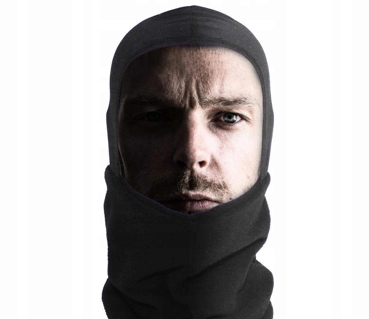 Komin polarowy Mfh Black, ciepły, kaptur, zimowy, uniwersalny